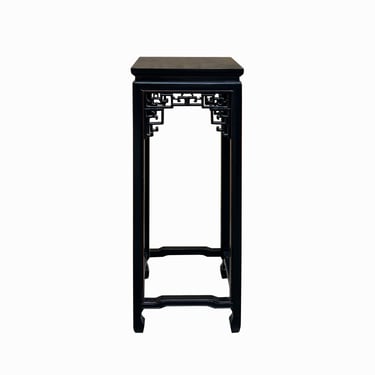 Chinese Black Lacquer Square Ru Yi Tall Plant Stand Pedestal Table cs7716E 