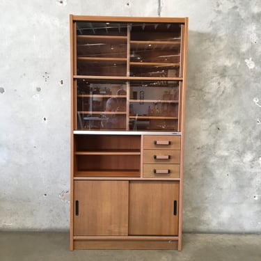 Mid Century Modern Cabinet with Glass Panels by Pomona