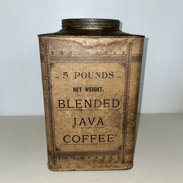 D. W. True & Co. Blended Java Coffee Tin Paper Label 5lb Portland Maine, Vintage collectible tins, coffee can, vintage kitchen decor 