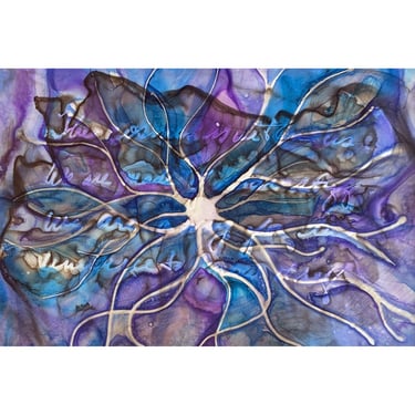 The Cosmos Within Us: Original ink painting on yupo of neuron - neuroscience art philosophy - Carl Sagan 