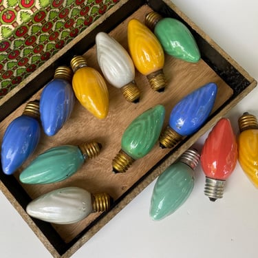 Vintage C9 Swirl Lights 10 Working, 3 Not Working, Christmas Lights, Replacement Bulbs, Decor, Repurposing, Set of 13 