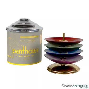 Mid-Century Atomic Penthouse Stacking Colorful Smokers Ashtrays - Set of 4