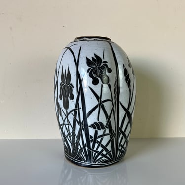 1980's Vintage Carris Hand Painted Pottery Vase 