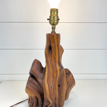 Vintage Mid Century Modern Madrona Burl Wood Table Lamp Light MCM Madrone 