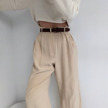 Incredible Vintage Sand Silk Trousers