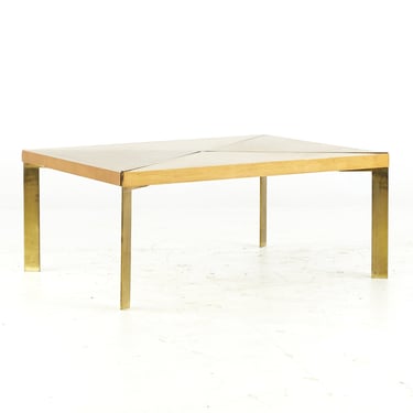 Milo Baughman for Murray Mid Century Brass and Maple Coffee Table - mcm 