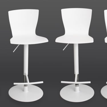 Scavolini White Swivel Barstools with Footrest, 4