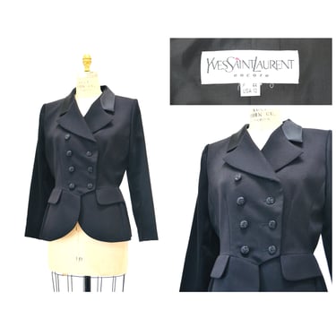 Vintage Yves Saint Laurent Black Wool Jacket Blazer Medium Large Black YSL Vintage Jacket Blazer Medium Large 