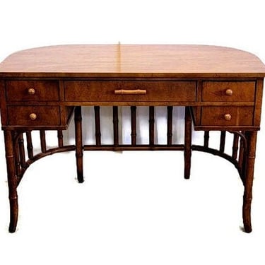 Vintage Faux Bamboo American of Martinsville Rounded Desk 