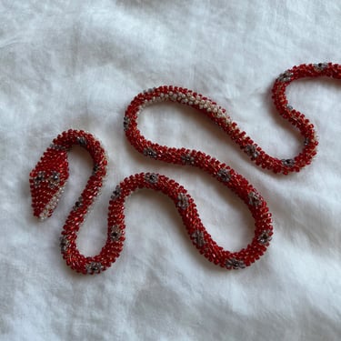 Bead Crochet Snake Necklace | Ruby 