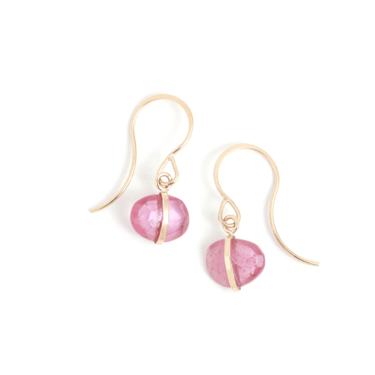 Pink Sapphire Single Drop Earrings