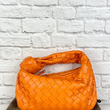 Bottega Veneta Mini Knotted Intrecciato Leather Jodie Bag, Orange