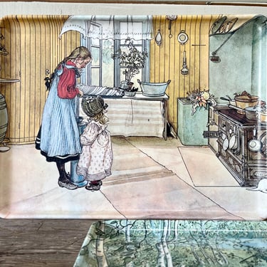 The Kitchen Carl Larsson Melamine Tray Art Tray Swedish Birch Wood Tray Swedish Artist Large Serving Tray Pastels Made in Italy Artwork 