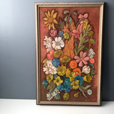 Modern European floral painting - 1960s vintage - signed Loviss 