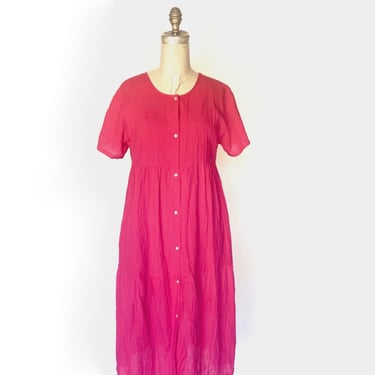 90s hot pink cotton dress 