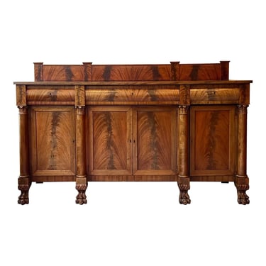 Early 20th Century Empire Style Flame Mahogany Sideboard 