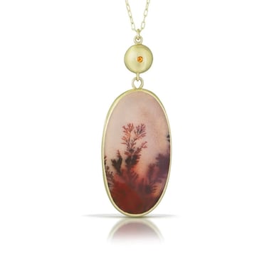 Judi Powers | Wish Dendritic Agate Magenta Oval Necklace