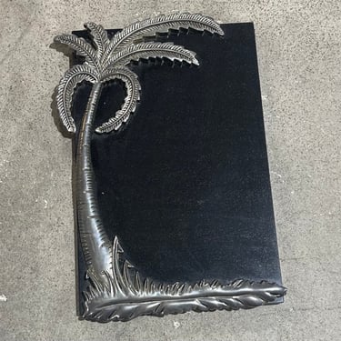 Vintage 1990s Grandmillenial Style Silverplated Palm Tree Cheese Board by Godinger 