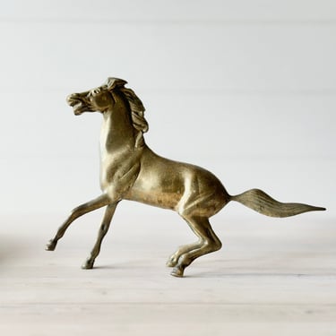MCM Solid Brass Horse Figurine 12" Length 