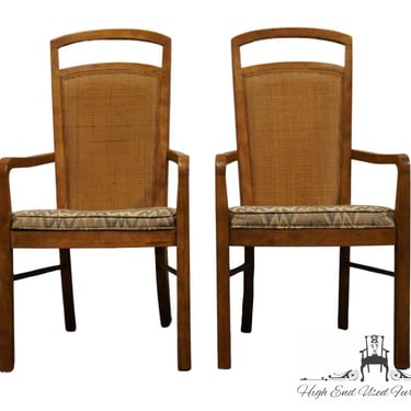 Set of 2 DREXEL HERITAGE Rustic European Style Cane Back Dining Arm Chairs 
