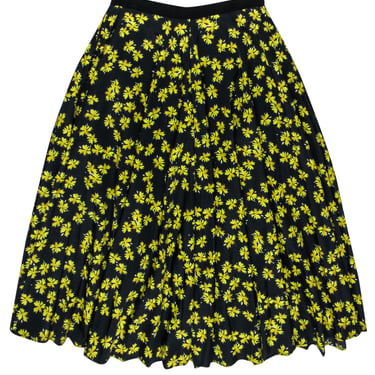 Derek Lam - Black & Yellow Floral Midi Skirt Sz 8