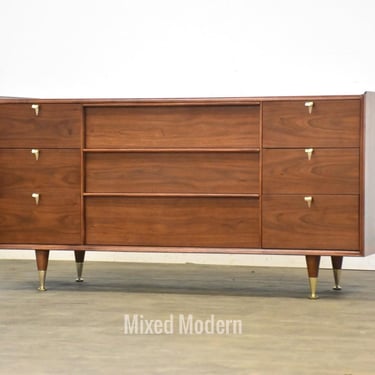 Refinished Walnut Mid Century Dresser 