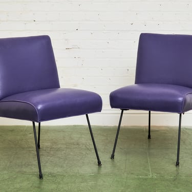 Purple Leather Chair by Milo Baughman for Pacific Iron