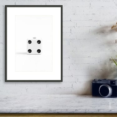 Number Room Decor, Black White Wall Art, Number 4, Dice Wall Art, Game Room Print, Game Lover Gift, Dice Print, Sports Football Number Print 