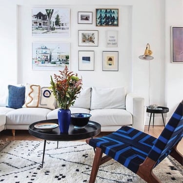 Midnight Blue Pattern Lounge Chair - mid century modern lounger - midcentury - Teak - hardwood furniture - eco - Scandinavian 