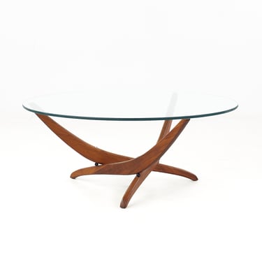 Forest Wilson Mid Century Walnut and Glass Coffee Table - mcm 