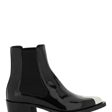 Alexander mcqueen punk chelsea ankle boots in patent leather