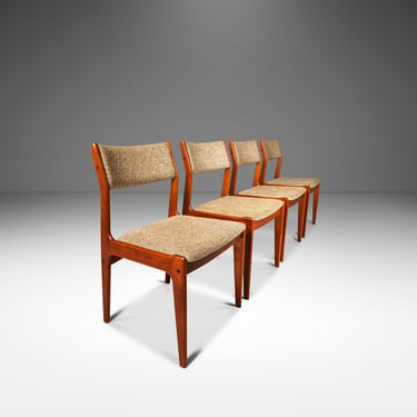 Set of Four (4) Danish Mid-Century Modern Dining Chairs in Solid Teak & Original Fabric by D-SCAN, c. 1970's 