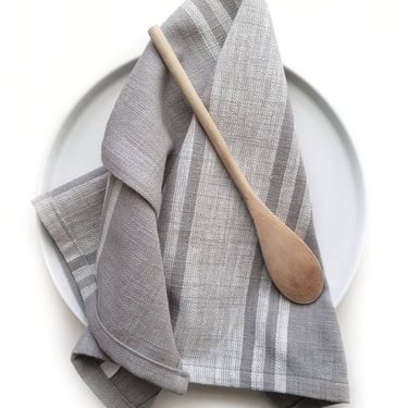 Grain Sack Towel, Farmhouse Towel, Gray Cotton Towel, Gray and White Hand Towel, Rustic Kitchen Towel, Modern Towel 