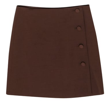 Tara Jarmon - Brown Wool Blend Mini Wrap Skirt Sz S