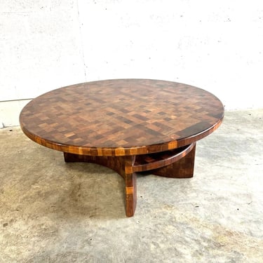 Rolf Middelboe Style Vintage Marquetry Checkered Coffee Table 