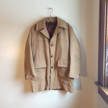 Vintage 1970's Sears Kings Road Wool Camel Lined Insulated Jacket / 42 / L 