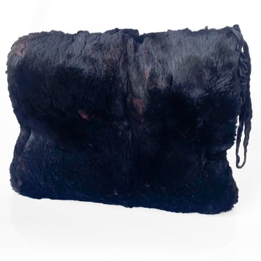 1940s Black Mink Fur Rectangular Muff Purse