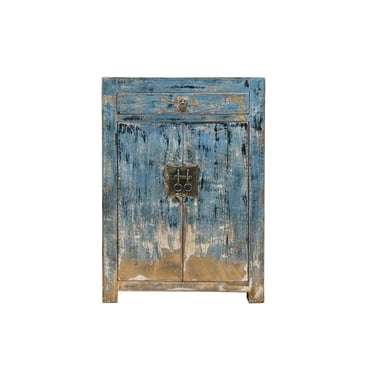 Distressed Light Ink Blue Mix Color Drawer Doors End Table Nightstand Cabinet ws4606E 