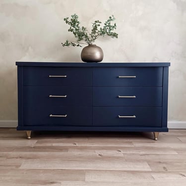 Navy Blue Mid-Century Modern Dresser 