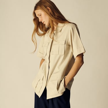 Ysl Cotton Flap Pocket Blouse