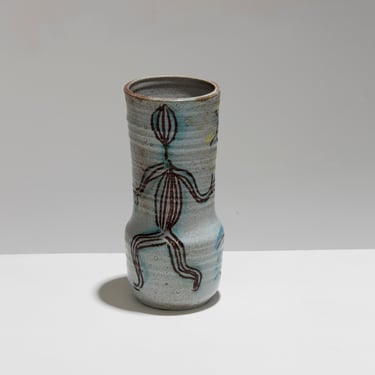 VASE EN FAÏENCE "AUX DEUX PERSONNAGES", ACCOLAY, 1950s