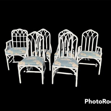 Great vintage set of six bamboo chairs 