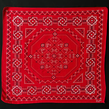 1950s red bandana fast color cotton square western dot arts and crafts print dog scarf vintage workwear 