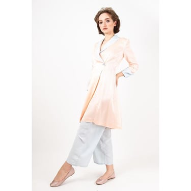 1940s 2 piece pajama set / Vintage high waist wide leg pants robe S M 