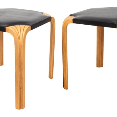 Alvar Aalto X-601 Modern Fan Leg Stools, Pair