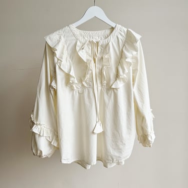 Parchment Romantic Cotton Ruffle Blouse