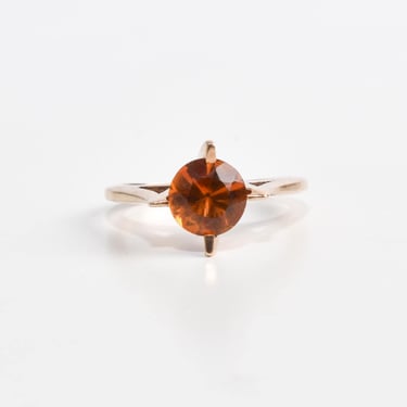 10K Gold Orange Citrine Solitaire Ring, Estate Jewelry, Size 4 1/2 