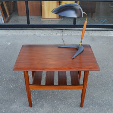 Hot Solid Teak Side Table w/ Slat Shelf by Jan Kuypers for Imperial
