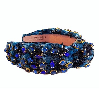 Sample Sale Blue Houndstooth Jeweled Headband