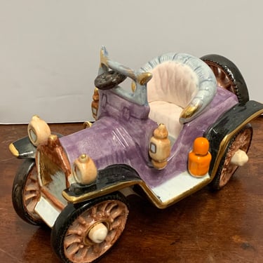 Antique Porcelain Capodimonte Old Jalopy Car Figurine 